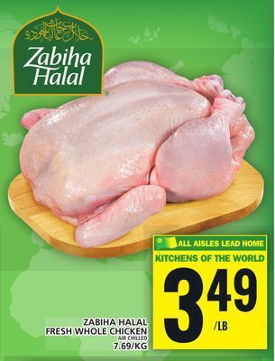 Food Basics Zabiha halal fresh whole chicken air chilled offer