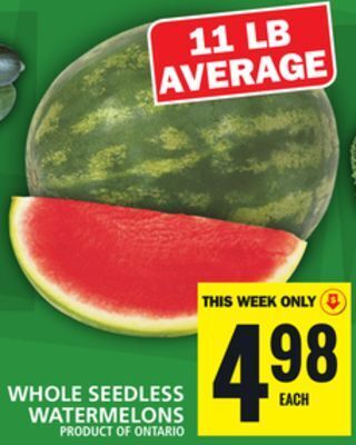 Food Basics Whole seedless watermelons offer