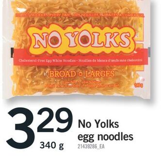 Fortinos No yolks egg noodles, 340 g offer