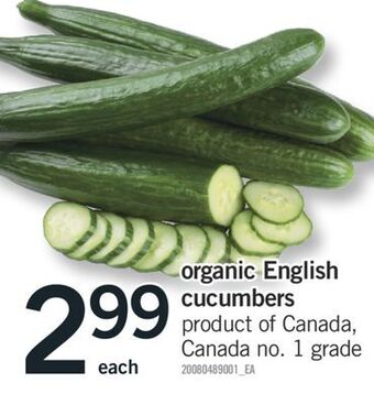 Fortinos Organic english cucumbers offer