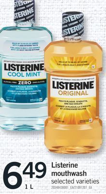 Fortinos Listerine mouthwash, 1 l offer