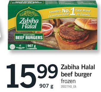 Fortinos Zabiha halal beef burger, 907 g offer
