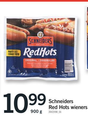 Fortinos Schneiders red hots wieners, 900 g offer