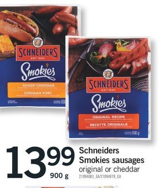 Fortinos Schneiders smokies sausages, 900 g offer
