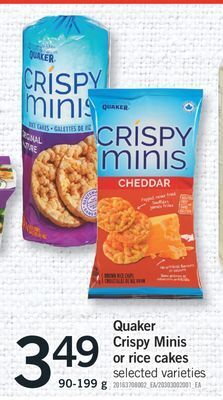 Fortinos Quaker crispy minis or rice cakes offer