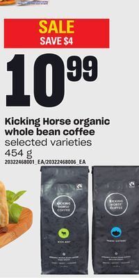 Loblaws Kicking horse organic whole bean coffee, 454 g offer