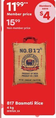 Loblaws 817 basmati rice, 4 kg offer