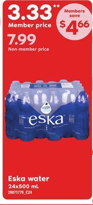 Loblaws Eska water, 24x500 ml offer