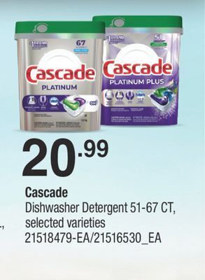 Fortinos Cascade dishwasher detergent 51-67 ct, offer