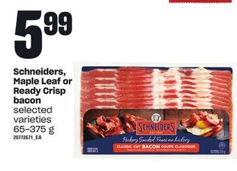 Loblaws Schneiders, maple leaf or ready crisp bacon, 65-375 g offer