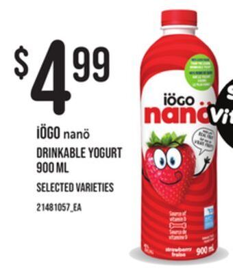 Loblaws Iögo nanö drinkable yogurt, 900 ml offer