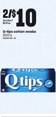 Loblaws Q-tips cotton swabs, 500's offer