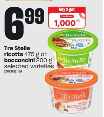 Loblaws Tre stelle ricotta 475 g or bocconcini 200 g offer
