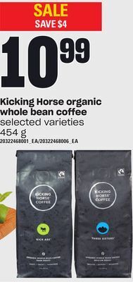 Independent Grocer Kicking horse organic whole bean coffee, 454 g offer