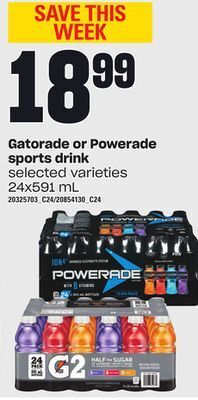 Independent Grocer Gatorade or powerade sports drink, 24x591 ml offer
