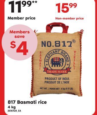 Independent Grocer 817 basmati rice, 4 kg offer