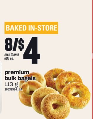 Independent Grocer Premium bulk bagels, 113 g offer