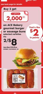 Independent Grocer Ace bakery gourmet burger or sausage buns, 4's offer