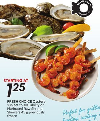 Sobeys Fresh choice oysters offer