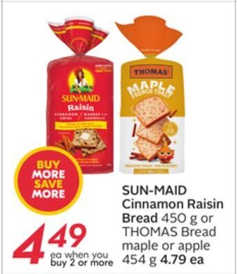 Sobeys Sun-maid cinnamon raisin bread offer
