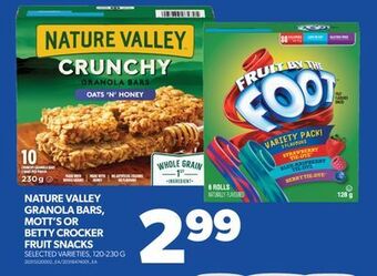 Real Canadian Superstore Nature valley granola bars, mott's or betty crocker fruit snacks, 120-230 g offer