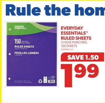 Real Canadian Superstore Everyday essentials™ ruled sheets, 150 sheets offer