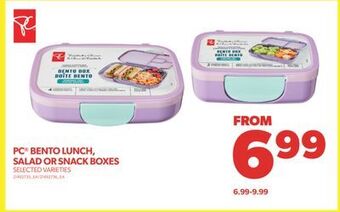 Real Canadian Superstore Pc® bento lunch, salad or snack boxes offer