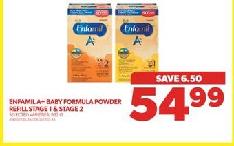 Real Canadian Superstore Enfamil a+ baby formula powder refill stage 1 & stage 2, 992 g offer