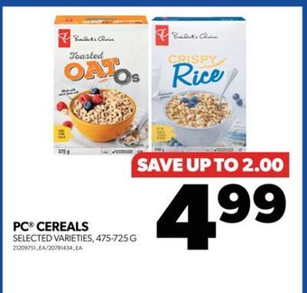 Real Canadian Superstore Pc® cereals, 475-725 g offer