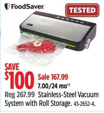 Canadian Tire Foodsaver stainless-steel vacuum system with roll storage offer