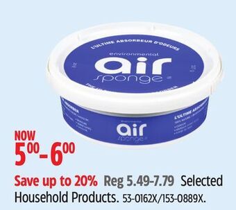 Canadian Tire Air sponge selected household products offer