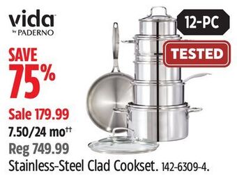 Canadian Tire Vida by paderno stainless-steel clad cookset offer