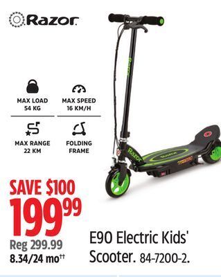 Canadian Tire Razor e90 electric kids' scooter offer