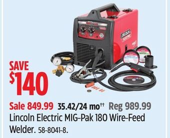 Canadian Tire Lincoln electric mig-pak 180 wire-feed welder offer