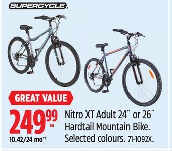 Canadian Tire Supercycle nitro xt adult 24 or 26 hardtail mountain bike offer