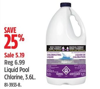 Canadian Tire Aquarius liquid pool chlorine, 3.6l offer