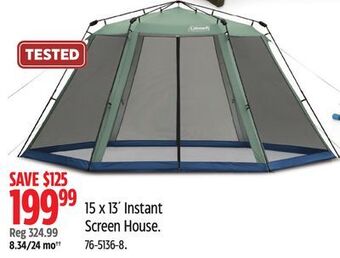 Canadian Tire Coleman 15 x 13' instant screen house offer
