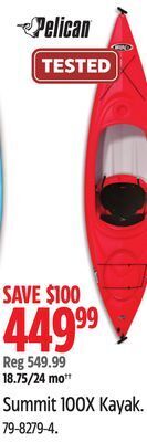Canadian Tire Pelican summit 100x kayak offer