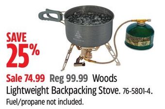 Canadian Tire Woods lightweight backpacking stove offer