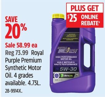 Canadian Tire Royal purple premium synthetic motor oil offer
