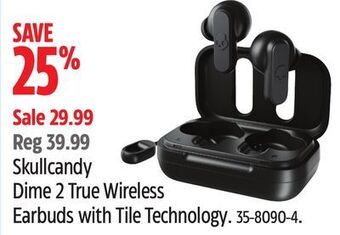 Canadian Tire Skullcandy dime 2 true wireless earbuds with tile technology offer