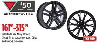 Canadian Tire Selected crw alloy wheels offer