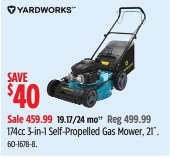 Canadian Tire Yardworks 174cc 3-in-1 self propelled gas mower, 21 offer