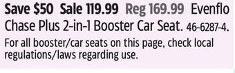 Canadian Tire Evenflo chase plus 2-in-1 booster car seat offer