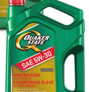 Canadian Tire Quaker state high mileage full synthetic motor oil offer