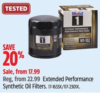 Canadian Tire Mobil 1 extended performance synthetic oil filters offer