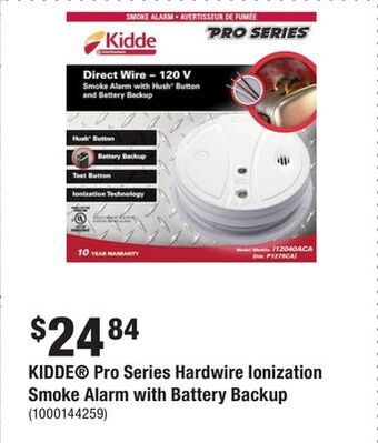 Home Depot Kidde® pro series hardwire ionization smoke alarm with battery backup offer