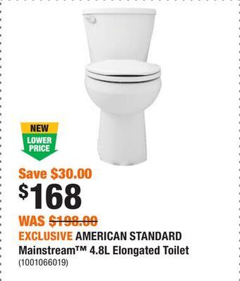 Home Depot Exclusive american standard mainstream™ 4.8l elongated toilet offer