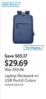Walmart Laptop backpack w/usb port|4 colors offer