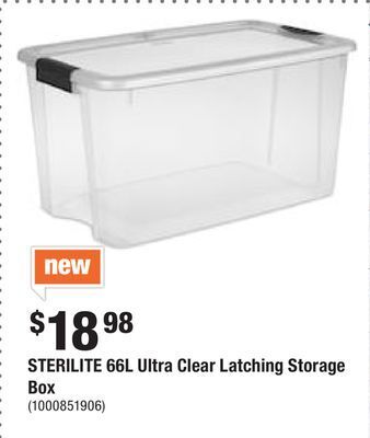 Home Depot Sterilite 66l ultra clear latching storage box offer